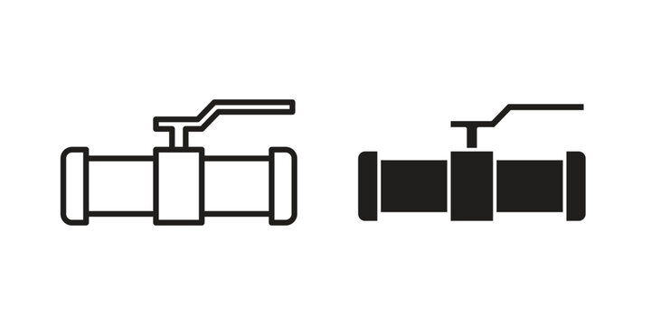 Pipe valve icon illustration, thin line vector, web design sign,