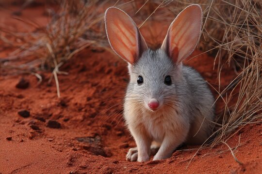 Endangered Bilby Amidst Vibrant Red Soil. A Glimpse into Australia's Unique Wildlife and Nature