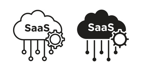 SaaS icon illustration, thin line vector, web design sign,