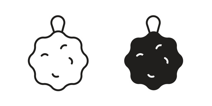 Shower sponge ball icon illustration, thin line vector, web design sign,
