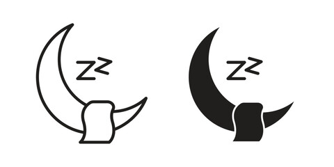 Sleep icon illustration, thin line vector, web design sign,