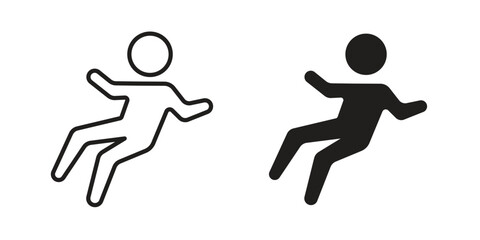 Slippery floor icon illustration, thin line vector, web design sign,