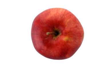 Red apple top view on white background