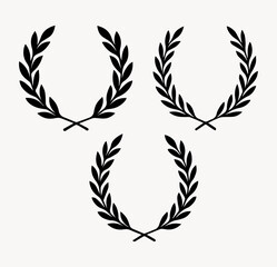 Elegant set of laurel wreaths - minimalist royal badge and victory icons