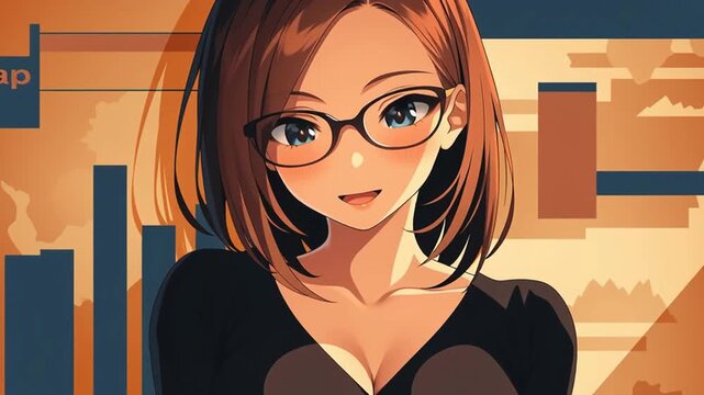 収支報告をするアニメ調の美少女