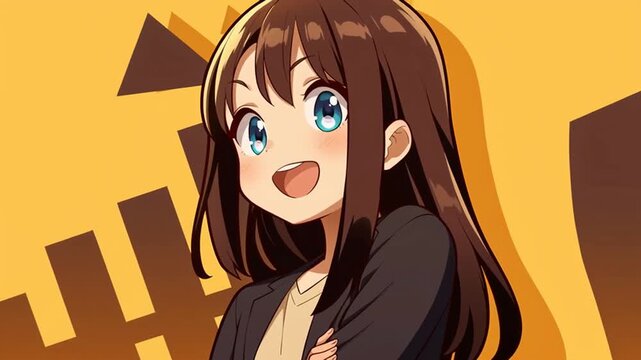 収支報告をするアニメ調の美少女