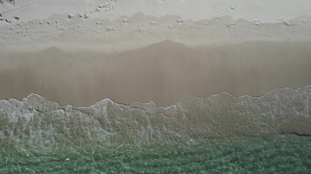 White sand dunes meet the emerald Gulf of Mexico under a bright blue sky. A wide shot captures beachgoers enjoying the clear water and sunny, pristine shoreline.