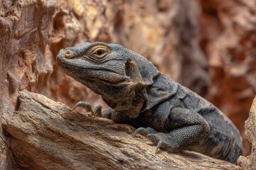 Obraz premium Common Chuckwalla (Sauromalus ater) Resting on Rocks in its Natural Habitat: A Glimpse of Exotic Reptilian Life in Mexico
