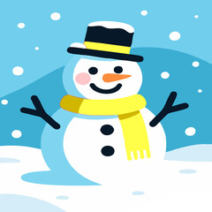 Muñeco de nieve navideño brillando entre luces invernales y espíritu festivo