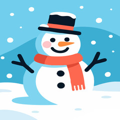 Muñeco de nieve navideño brillando entre luces invernales y espíritu festivo