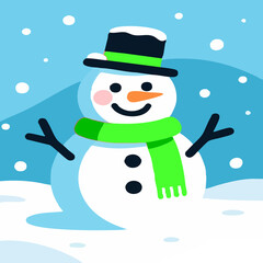 Muñeco de nieve navideño brillando entre luces invernales y espíritu festivo