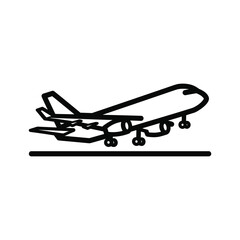 Simple hand drawn sketch of a commercial airplane on a runway
