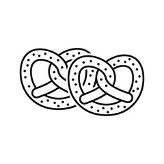 Hand drawn illustration of three delicious pretzels with salt sprinkles