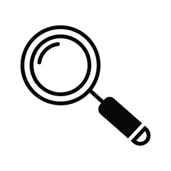 Simple line art icon of a magnifying glass for search and discovery