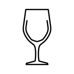 Simple line art icon of an empty wine glass on a white background
