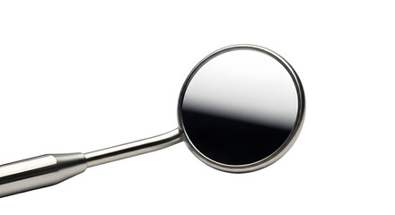 Dental mirror reflecting light in a clinical setting isolated PNG with Transparent Background