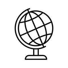 Simple outline icon of a globe on a stand