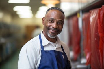 Fototapeta premium Mature man smiling in a kitchen environment