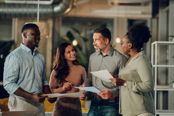 Diverse business team collaborating in office meeting