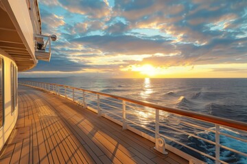 Sunset view from a cruise ship deck over the ocean