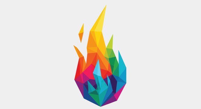 Abstract geometric flame illustration against white background for design
