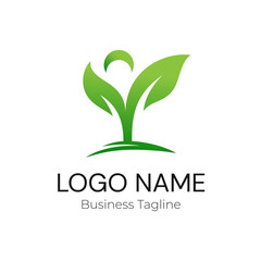 Logo Sprout Plant Green Leaf Vector Design Template