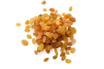 Sun-Dried Golden Raisins on Clean White Surface