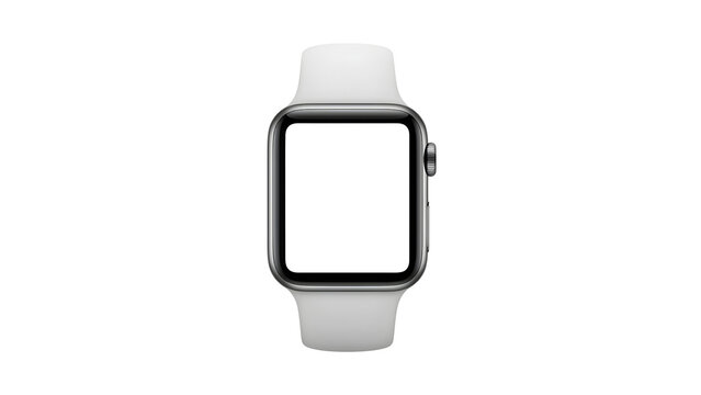 Modern smartwatch with white strap and transparent display, png, isolated on transparent background, perfect for design and marketing, top view, flat lay