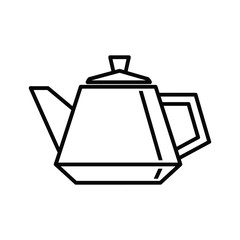 Fototapeta premium Simple line art drawing of a modern geometric teapot with handle and spout