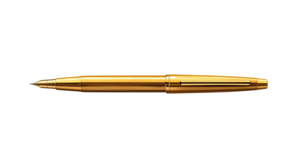 Golden ballpoint pen with metallic highlights, png, isolated on transparent background, perfect for design and marketing