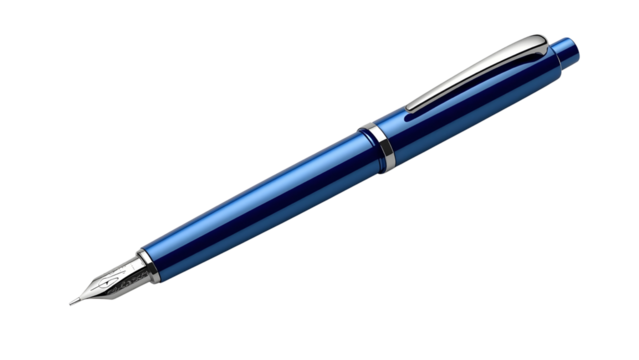 blue fountain pen with metallic highlights, png, isolated on transparent background, perfect for design and marketing - Powered by Adobe