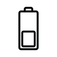 Simple outline icon of a battery with low charge level