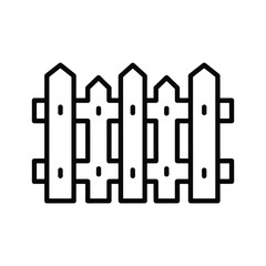 Simple outline drawing of a wooden picket fence section with vertical posts and horizontal rails