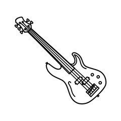Obraz premium Simple hand drawn outline sketch of an electric bass guitar on a white background