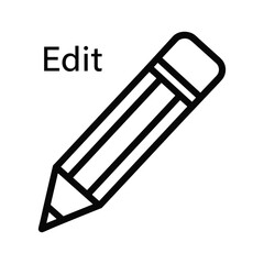 Simple hand drawn outline of a pencil with the word edit above it