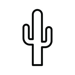 Fototapeta premium Simple black outline of a saguaro cactus on a white background
