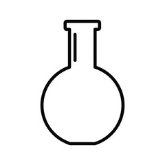 Simple line art icon of a round bottom flask for laboratory experiments and science