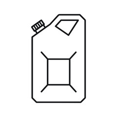 Simple outline icon of a classic jerrycan fuel container with a handle and cap