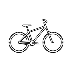 Simple hand drawn outline of a mountain bicycle on a white background