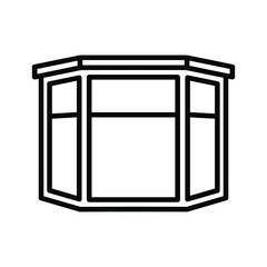 Simple outline icon of a bay window with three panels