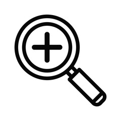 Magnifying glass with a plus sign inside indicating zoom in or magnification