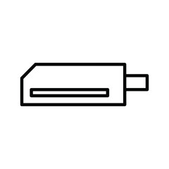 Simple line art icon of a utility knife or box cutter with a retractable blade