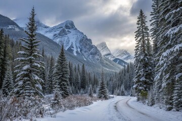 Snow-capped mountain forest.Winter landscape. 