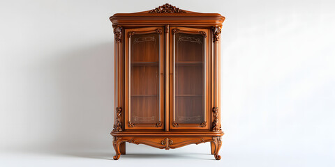 A simple front-facing image of a classic wood cabinet placed on a plain white background.
