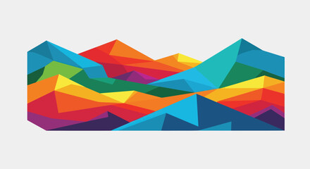 Abstract geometric mountain landscape illustration colorful modern design