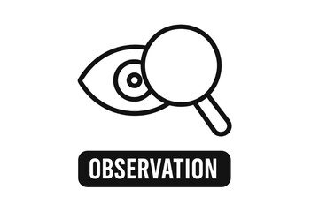Minimalist outline symbol of an eye and magnifying glass for observation and search