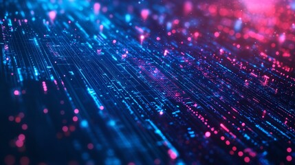 Dynamic digital network streams with vibrant blue and pink data flow creating a futuristic abstract technological concept
