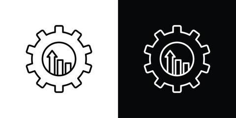 Business development icons pack. Set of black and white liner stroke symbols