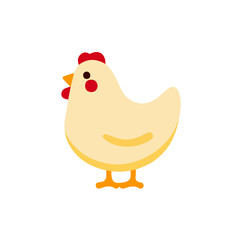 A_Simple_flat_2D_icon_of_a_chicken_isolated_on_a_white_simple illustration with EPS format design