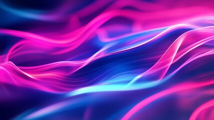 Fototapeta premium Vibrant neon waves of pink and blue light flow dynamically creating an abstract, modern, and energetic background ideal for technology or futuristic themes.